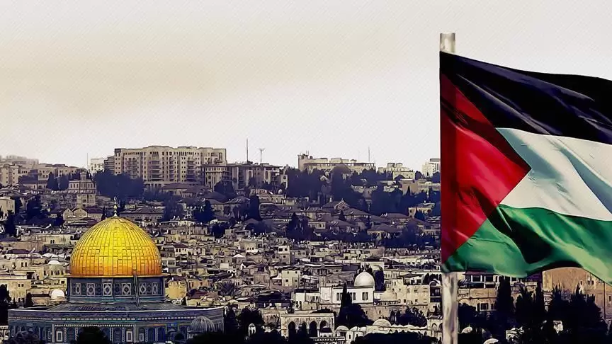 Bandera de Palestina en Jerusalén Este. (Archivo - Agencia Anadolu)
